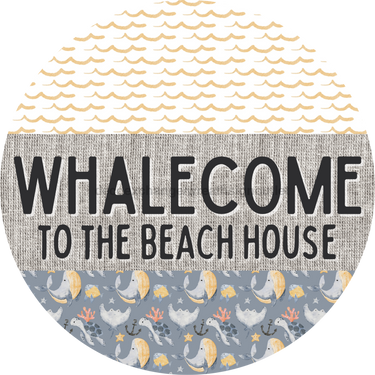 Door Hanger, Funny Nautical Sign, Whalecome Sign, Whale Sign, Beach Sign, Turtle Sign, 18